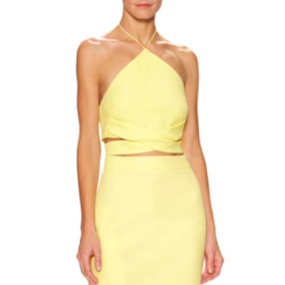 Nicholas Bonded Yellow Halter Crop Top